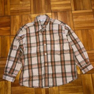 Zara Green and Brown Plaid Button Down Shirt